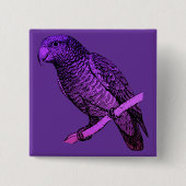Paarse Parrot Vierkante Button 5,1 Cm (Voorkant)