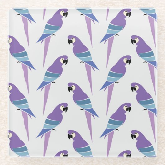 Paarse parrots glazen onderzetter (Voorkant)