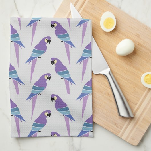 Paarse parrots theedoek (Quarter Fold)