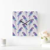 Paarse parrots vierkante klok (Huis)