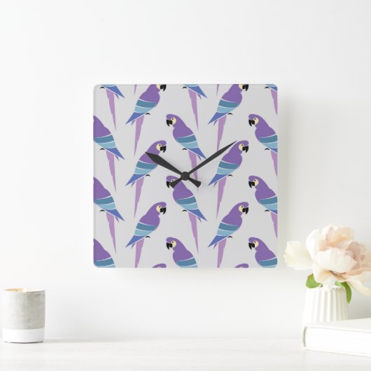 Paarse parrots vierkante klok (Huis)
