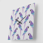 Paarse parrots vierkante klok (Hoek)