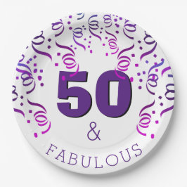 Paarse partij | 50 Fantastisch Happy 50th Birthday Papieren Bordje