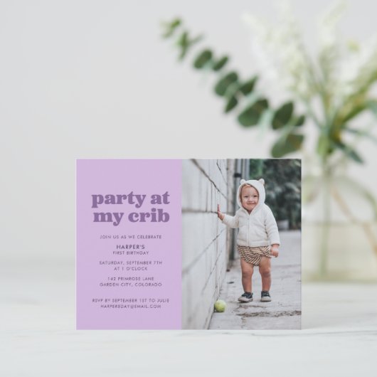 Paarse Partij bij Mijn Wieg Eerste Dag Partij Uitn Briefkaart (Staand voorkant)