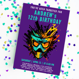 Paarse partij Cool Colorful Paintball Splatter Kaart