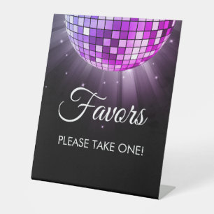 Paarse partij gunsten 70's Disco Ball Reclamebord Met Voetstuk