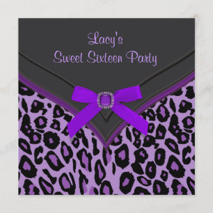 Paarse partij Leopard Sweet 16 Kaart