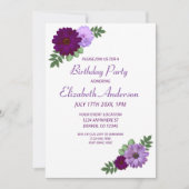 Paarse partij Peony Floral Birthday Kaart (Voorkant)