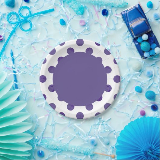 Paarse partij | Royal Ultra Violet Grape Polka Dot Papieren Bordje (Feest)