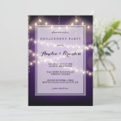 Paarse Partij Starry Lights Verloving Kaart (Staand voorkant)