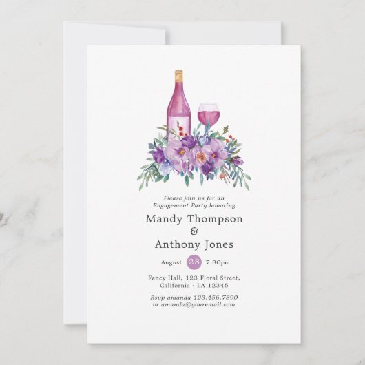 Paarse partij voor het testen van wijn kaart (Voorkant)