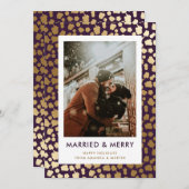 Paarse Pas getrouwd met huwelijk en bevruchting Fo Feestdagenkaart (Voorkant / Achterkant)