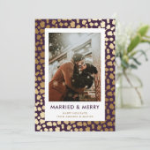 Paarse Pas getrouwd met huwelijk en bevruchting Fo Feestdagenkaart (Staand voorkant)