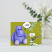 Paarse Pasen Hippo Feestdagenkaart (Staand voorkant)
