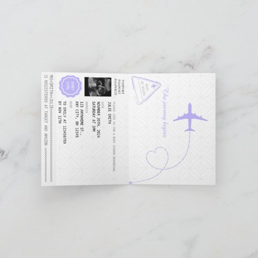 Paarse Paspoort Reis Meisje Baby Shower Wereldkaar (Binnen)