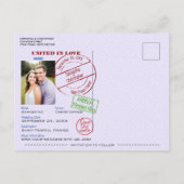 Paarse Paspoort Schattigee Fun Wedding Save the Da Aankondigingskaart (Achterkant)