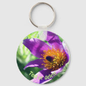 Paarse Pasque Flower Personalized Sleutelhanger (Voorkant)