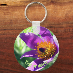 Paarse Pasque Flower Personalized Sleutelhanger