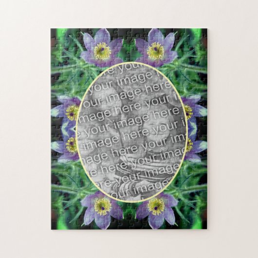 Paarse Pasque Flowers Creëer Uw eigen foto Legpuzzel (Verticaal)