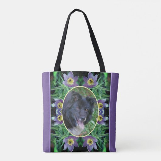 Paarse Pasque Flowers Lijst Creëer Uw eigen foto Tote Bag (Achterkant)