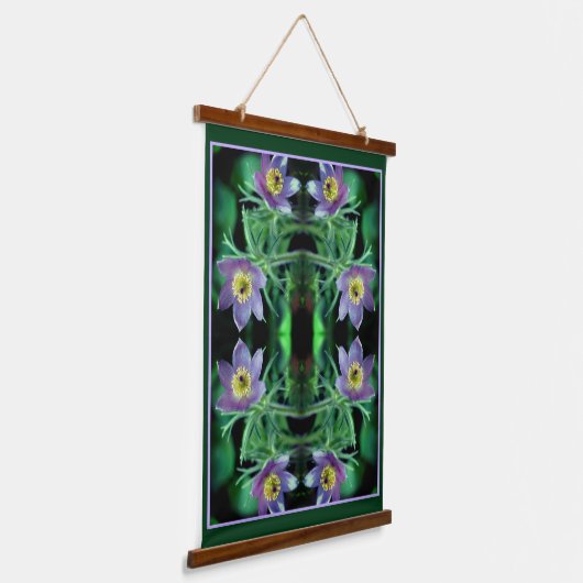 Paarse Pasque Spring Flowers Abstract Hangend Wandkleed (Gebogen)