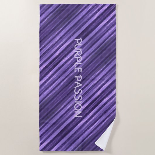Paarse passie Diagonaal gestreept, persoonlijk Strandlaken (Voorkant)