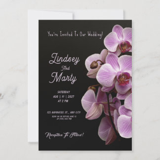 Paarse passie: Elegant Paarse orchideeën bruiloft Kaart