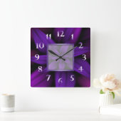 Paarse Passie Floral Geometric Vierkante Klok (Huis)