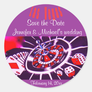 Paarse Passie Las Vegas bruiloft Ronde Sticker