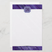 Paarse Passie | Violet Plum Brusbetier Monogram Briefpapier (Voorkant / Achterkant)