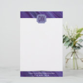 Paarse Passie | Violet Plum Brusbetier Monogram Briefpapier (Staand voorkant)