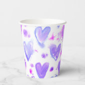Paarse Passie Waterverf Hart Paper Cup Papieren Bekers (Achterkant)