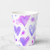 Paarse Passie Waterverf Hart Paper Cup Papieren Bekers (Links)