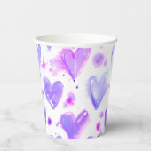 Paarse Passie Waterverf Hart Paper Cup Papieren Bekers (Rechts)