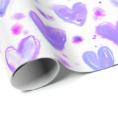 Paarse Passie Waterverf Harten Cadeaupapier (Rol Hoek)