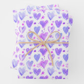 Paarse Passie Waterverf Harten Inpakpapier Vel (In situ)