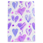Paarse Passie Waterverf Harten Medium Cadeauzakje (Voorkant)