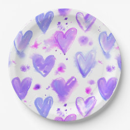Paarse Passie Waterverf Harten Papieren Bordje