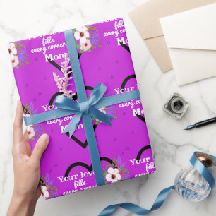 Paarse passieharten voor Moederdag Cadeaupapier