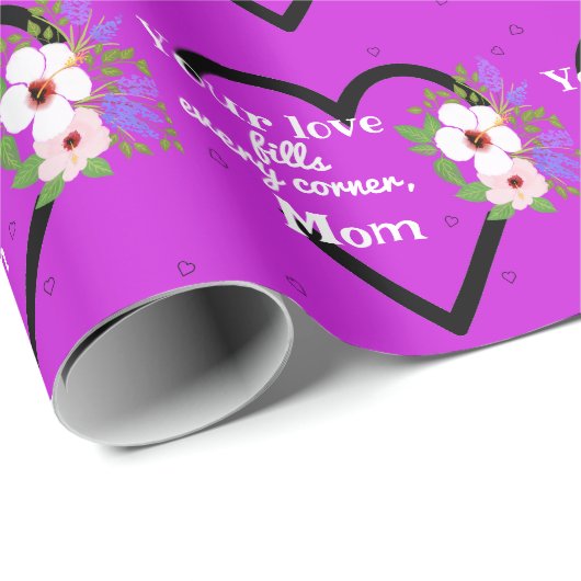 Paarse passieharten voor Moederdag Cadeaupapier (Rol Hoek)