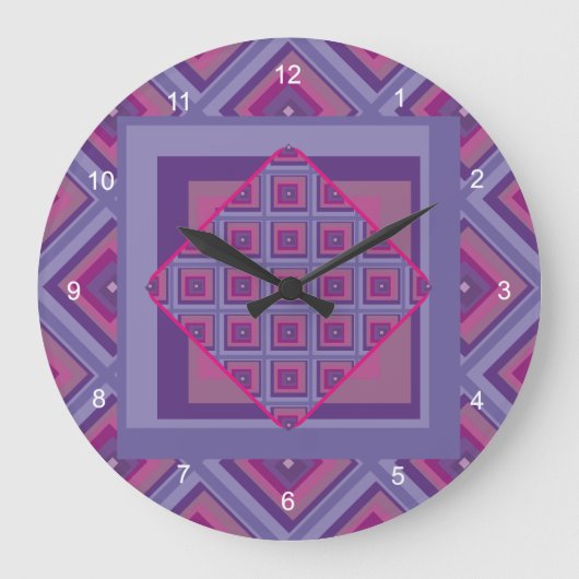 paarse passieve lavender diamantpatroon klok kunst (Voorkant)