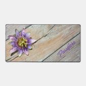 Paarse Passiflora Blossom Weathered Wood Rustisch Bureaumat (Voorkant)