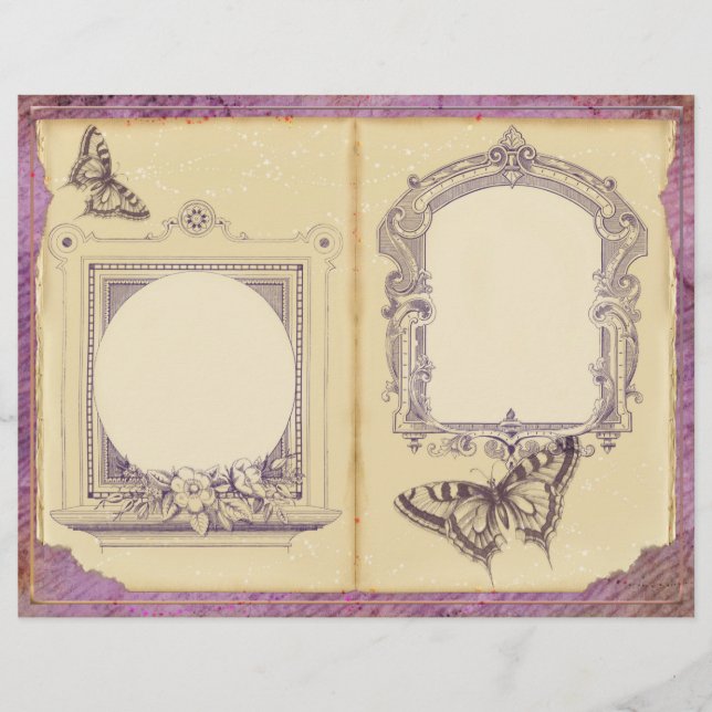  Paarse Passion Floral Journal Pagina (Voorkant)