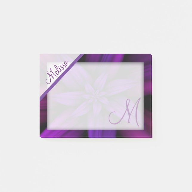 Paarse Passion Floral Monogram Post-it® Notes (Voorkant)