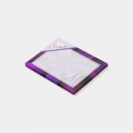 Paarse Passion Floral Monogram Post-it® Notes (Schuin)