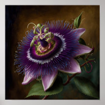 Paarse Passion Flower Art Print Poster