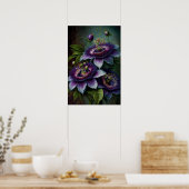 Paarse Passion Flowers Art Print Poster (Keuken)