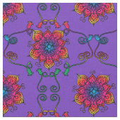 Paarse Passion Flowers | Boho Style Stof (Close Up)