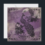 Paarse Passion Peacock Weddenschap Kaart<br><div class="desc">Onze Paarse Passion Peacock aanpasbare uitnodiging voor een vierkant huwelijk is een perfecte uitnodiging voor iedereen die van design en vreugde houdt. Met een paars met de achtergrond van de stippen met een kronkel, zwemt u op de vier hoeken aan de voorzijde, een pauw, harten en gebieden die u gemakkelijk...</div>