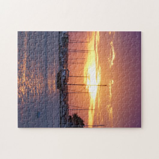 Paarse Passion Sunset Legpuzzel (Horizontaal)